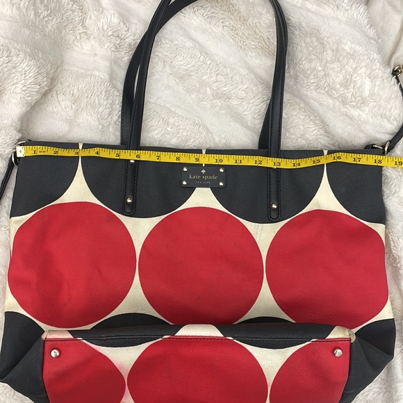 KATE SPADE LARGE RARE RED & BLACK POLKA DOT PURSE - Picture 11 of 14